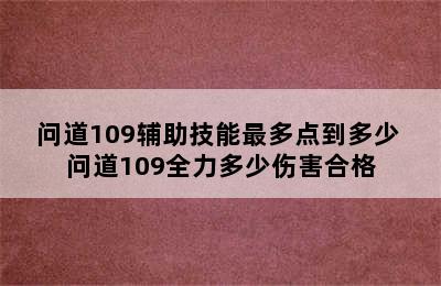 问道109辅助技能最多点到多少 问道109全力多少伤害合格